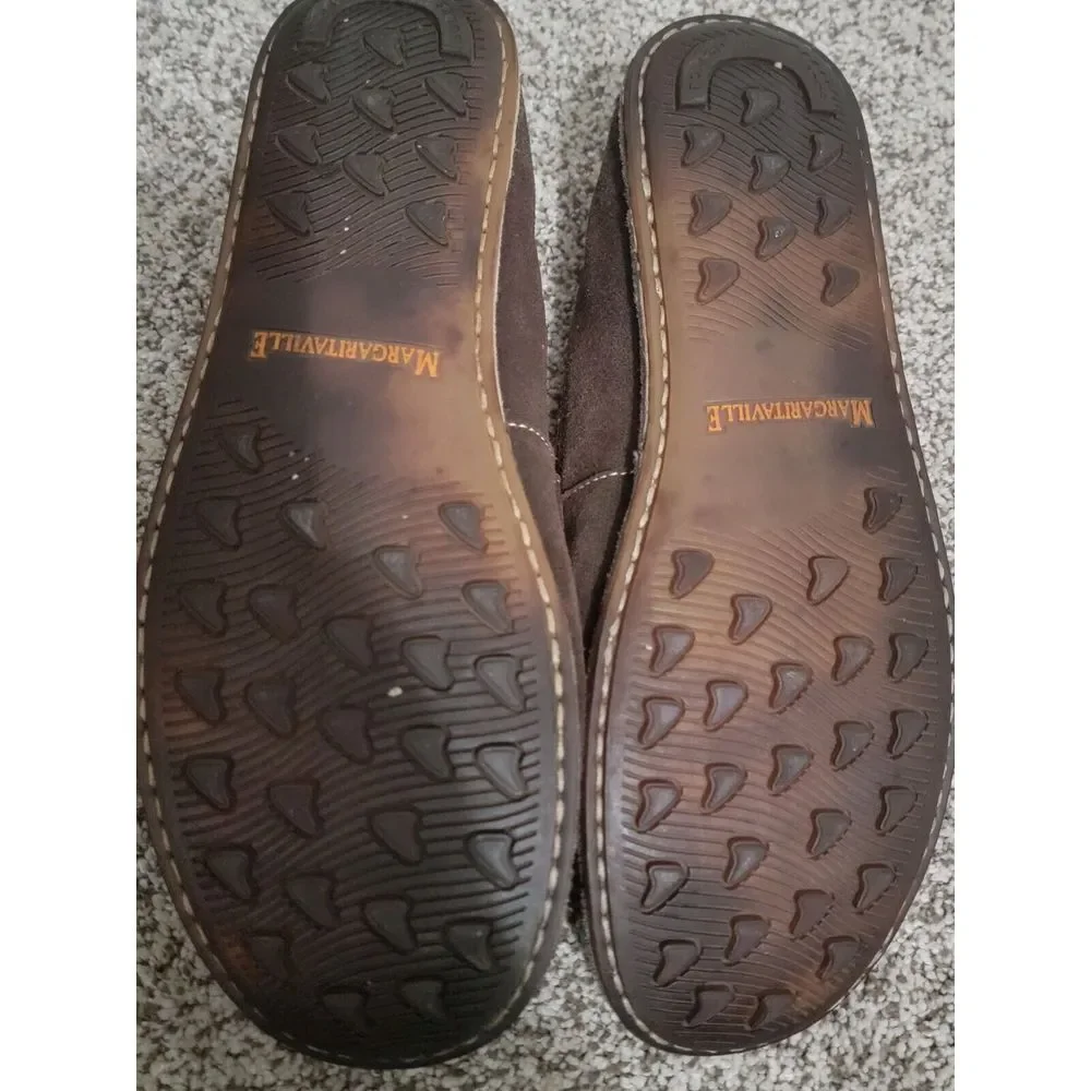 Margaritaville Brown Leather‎ Suede Boat Shoes Slip on Loafers Size 10 Mens
